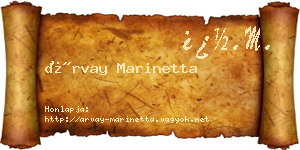 Árvay Marinetta névjegykártya